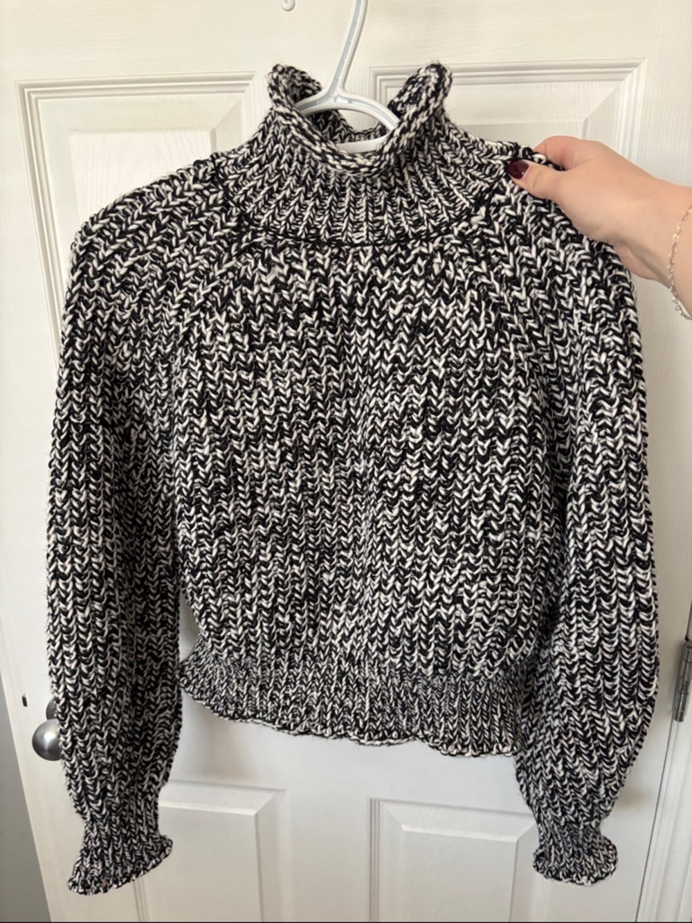 H&M Black & White Marled Turtleneck Sweater - Women